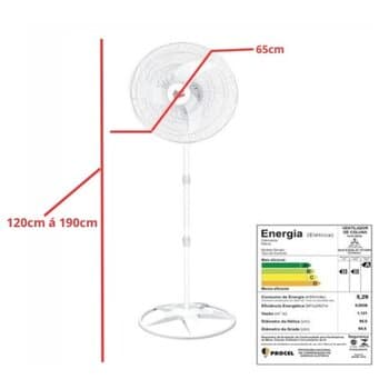 VENTILADOR DE COLUNA 065CM VENTI-DELTA SUPER 65CM BIV-230W BRANCO HEL-3P G/M C/CONTROLE DE VELOCIDADE