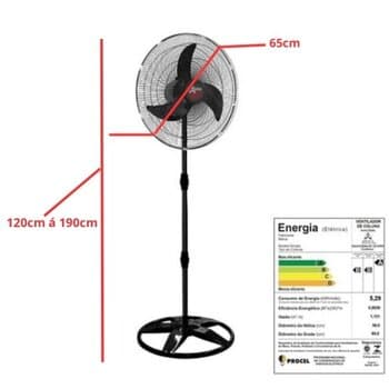 VENTILADOR DE COLUNA 065CM VENTI-DELTA SUPER 65CM BIV-230W PRETO HEL-3P G/M C/CONTROLE DE VELOCIDADE