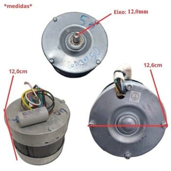 MOTOR P/EXAUSTOR 40CM 50CM VENT AIR VENTAIR LINHA PESADA BIV10,0UF BAIXA ROTACAO 1650RPM ALTA VAZAO 6000/9600M3H EIXO 12,0MM 75DB