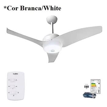 VENTILADOR DE TETO LATINA VT633 110V 130W COR BRANCA CHAVE 3-VELOCIDADES - MOD.TETO M1 230RPM