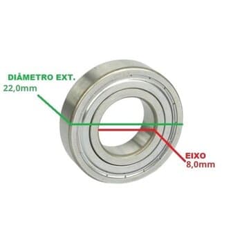ROLAMENTO 0608ZZ 1A ZZ ENCAIXE EIXO 08,0MM - 1ş LINHA NSK - *VENDIDO P/UNIDADE