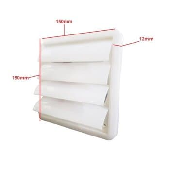 GRADE VENEZIANA 15X15CM 06,0" 150MM GRELHA AUTOFECHANTE FIXA PLÁSTICA COR BRANCA P/VENTILAÇĂO DE SUPERFÍCIE S/TELA