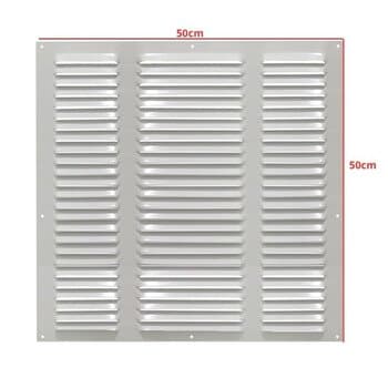 GRADE VENEZIANA 50X50CM P/VENTILACAO DE SUPERFICIE - MEDIDAS 500MM - GRELHA ALUMINIO BRANCA S/TELA - ITC MP050B