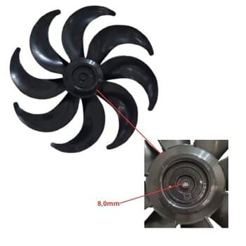 HELICE DE 40CM P/VENTILADOR BRITANIA 40CM 8P PRETA - BVT480 BVT480P - PHILCO PVT490 TURBO - E-08,0MM PML S/TRAVA TRASEIRA - foto 1 de 3