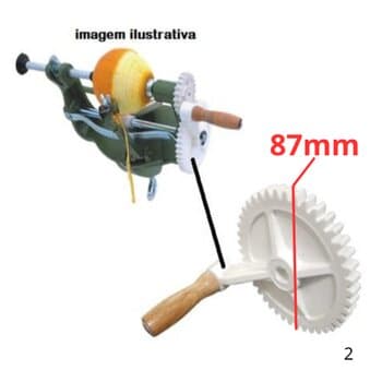 Engrenagem com Cabo do Descascador de Laranjas Manual Guzzo - Engrenagem Maior