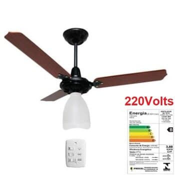 VENTILADOR DE TETO LOREN SID LUMI M3 220V 127W PRETO 3PAS MDF MOGNO CHAVE 3VEL C/CAP.03,0UF + MAIOR VENTILACAO