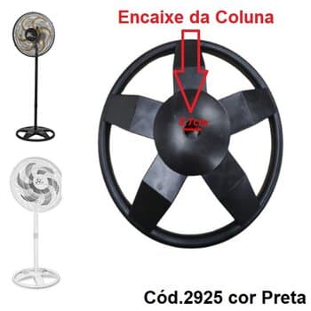 SUPORTE BASE REDONDA P/COLUNA VENTILADOR VENTI-DELTA NEW FREE OSC.40CM - PLASTICA PRETA E03,7CM