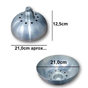 CANOPLA DE ALUMINIO INFERIOR SUPERIOR P/VENTILADOR DE TETO - DIÂMETRO 21CM SEM BUCHA / 2,0CM ENCAIXE COM BUCHA - COR ALUMÍNIO - foto 1 de 3