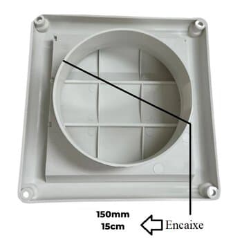 GRADE VENEZIANA 15X15CM 06,0" 150MM GRELHA AUTOFECHANTE PLÁSTICA BRANCA - P/VENTILAÇĂO DE SUPERFÍCIE S/TELA - VTN 6G MOLDURA 20,3CM