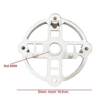 Tampa do Motor Ventilador Tron Osci AT 50/60cm - Base Traseira de Nylon c/Cabo Oscilante Branca - Encaixe p/Rol-6000ZZ - Diam.Ext.10,5cm