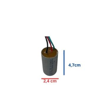 CAPACITOR 007,0UF 3FIOS 2,0+5,0MF RD 250VAC - P/VENTILADOR DE TETO ALISEU 110V / P/VENTILADOR TERRAL - GEO - SLIM - NANO INSPIRE 110V