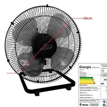 VENTILADOR DE MESA 050CM VENTI-DELTA PREMIUM BIV 170W PRETO HEL-4PAS G/METAL - CONTROLE DE VELOCIDADE