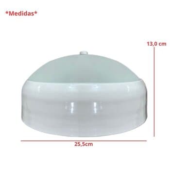 LUMINARIA PLAFON P/VENTILADOR DE TETO VENTI-DELTA MONACO MIRAY COR BRANCA C/GLOBO CÚPULA VIDRO - SERVE P/RIOPRELUSTRES MAX 1001 1003 1007 - DIÂM.EXTERNO 225MM - FOSCO/LEITOSO C/FURO CENTRAL 13MM