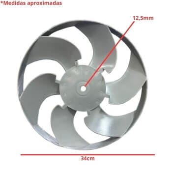 HELICE P/CLIMATIZADOR JOAPE 737 CASSINO 6PAS CINZA F12,5MM G/H GIRO HORARIO - DIAM.34CM