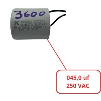 CAPACITOR 045,0UF 2FIOS RD 250VAC P/MOTOR DE PORTAO ELETRONICO, MOTOR ELETRICO, MOTOR DE ELEVACAO - foto 1 de 3