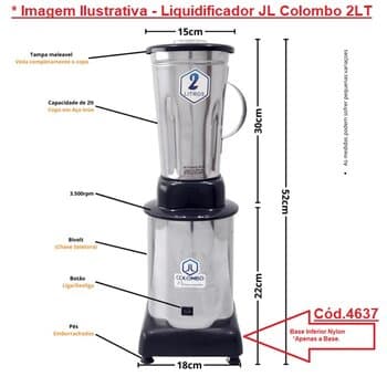Base do Motor Liquidificador JL Colombo 02LT e 03,5LT B/R - Parte Inferior Quadrada em Nylon Preta - Modelo 012 - Base Nylon Inferior BR 2L e 3,5L