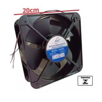 EXAUSTOR DE 20CM MICROVENTILADOR BIV-50W COOLER ASAFAN A201 20060B 200X200X60 2600RPM 00420M3/H 15,8MMQA 60DB CARCACA ALUMÍNIO