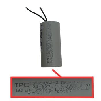 Capacitor 060,0uF 2FIOS RD 250VAC - Indutor de Partida p/Motor Elétrico em Geral - Medidas 7,0 x 5,0cm ou 8,5 x 4,2cm