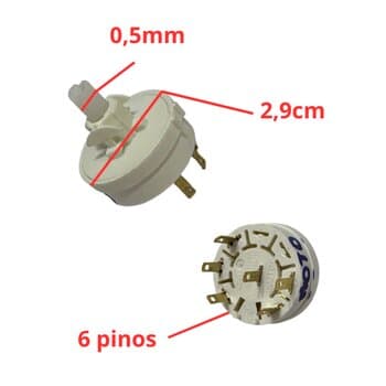CHAVE DIMER INTERRUPTOR ROTATIVO 6FIOS 3VEL BIV A16B2E1SY MG.37000 ARNO VE55 FD40/30/NV32/MF, MONDIAL 4TERMINAIS - *SEM BOTĂO - foto 1 de 3