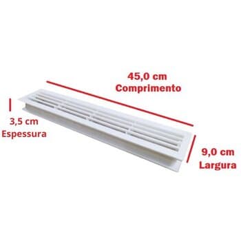 GRADE VENEZIANA 45X09CM P/VENTILAÇĂO DE PORTA - GRELHA DE PORTA MULTIVAC PLÁSTICA DE ENCAIXE - 450MMX90MM