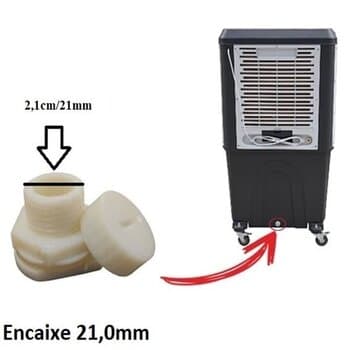 DRENO DO RESERVATORIO E21MM CLIMATIZADOR ULTRAAR ULTRA45/60/70/100 - VENTISOL CLI45/70/100PRO - KIT PORCA DE FIXACAO + ANEL DE VEDACAO + TAMPA - COMP.ROSCA 2CM