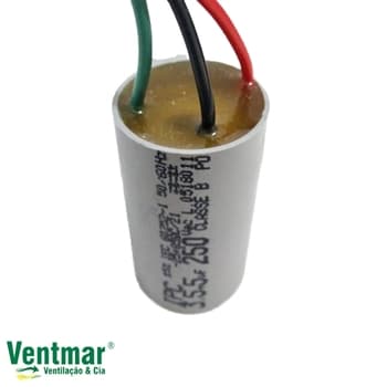 CAPACITOR 008,5UF 3FIOS 3,5+5,0MF RD 250VAC P/VENTILADOR DE TETO LOREN SID M3 110V / TRON - VENTILADOR ARGE 110V