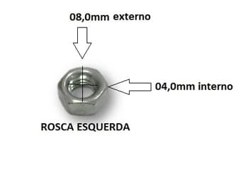 Porca da Ponta do Eixo Hélice Ventilador ARNO - Porca Rosca Esquerda M5x08 Diâmetro Externo 08,0mm