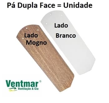 PÁ HÉLICE P/VENTILADOR DE TETO CICLONE - MDF DUPLA FACE BRANCA/MOGNO - L13cm x A3,0mm x C41,5cm - *VENDIDA P/UNIDADE - ORIGINAL P/MODELOS MERIDIONAL EQUATORIAL TROPICAL