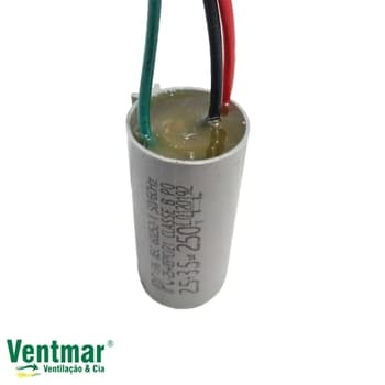 CAPACITOR 006,0UF 3FIOS 2,5+3,5MF RD 250VAC P/VENTILADOR DE TETO ARGE ECONOMIC 110VOLTS ALISEU SLIM CAPACITOR EXAUSTOR VENTI-DELTA 40CM BIV SP