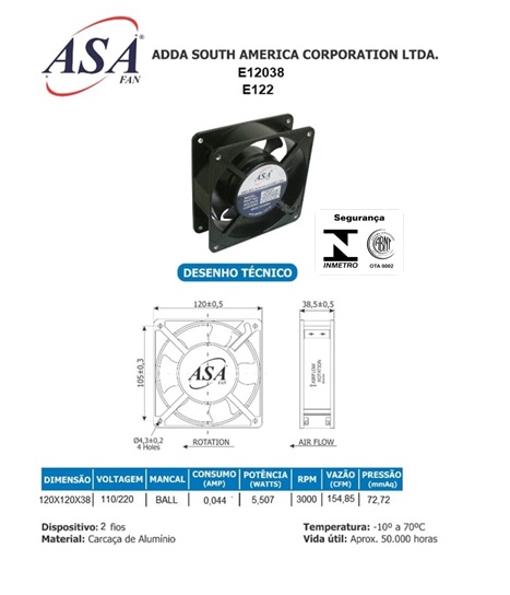 EXAUSTOR DE 12CM MICROVENTILADOR AUTO-VOLTS 110-220VOLTS 5,50W